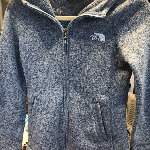 Great condition Women’s North Face hooded jacket size xs light blue speckled - Picture 7 of 17